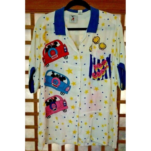 Vintage Mickey & Minnie Drive-In Bowling Shirt J G Hook Mickey & Co. Size Large - Picture 1 of 11
